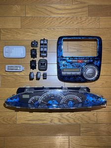 L375タントカスタム内装スイッチ.パネル.メーターブルーLED打ち変え加工品。