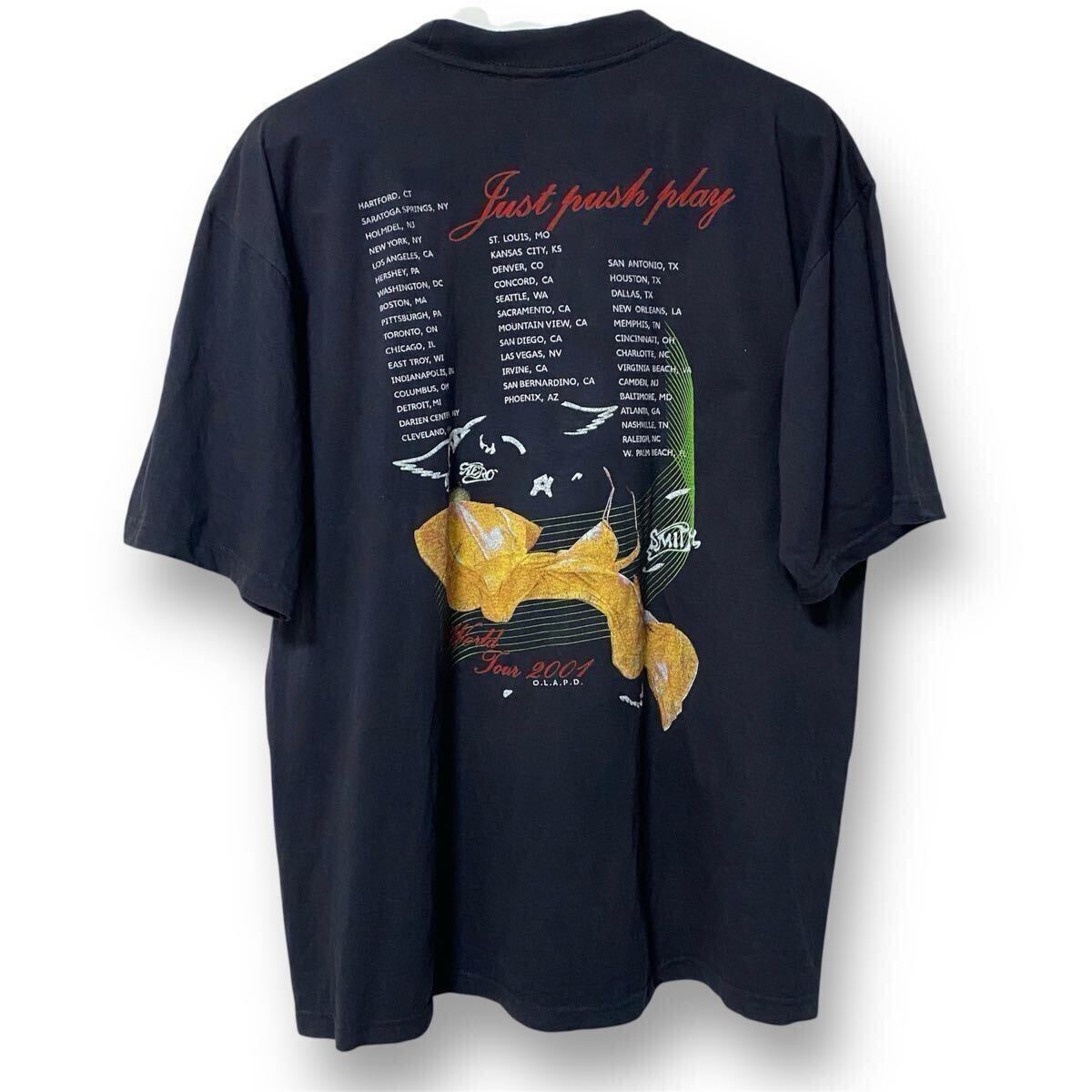 00s AEROSMITH 空山基 JUST PUSH PLAY 2001 TOUR VINTAGE TEE エアロ