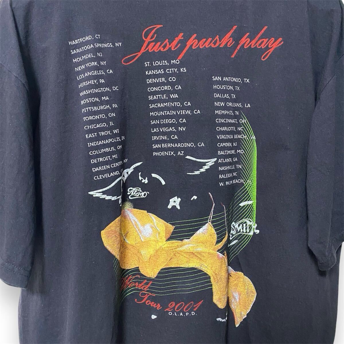 00s AEROSMITH 空山基 JUST PUSH PLAY 2001 TOUR VINTAGE TEE エアロ