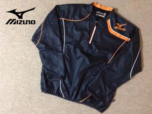 ★中古★ミズノ ベースボール ハーフジップジャケット 紺/オレンジ メンズ ダイアモンド