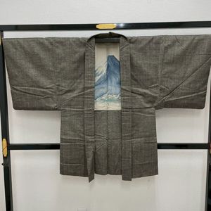 紳士羽織 真綿紬 無地に粋な節 着物 正絹 B-306