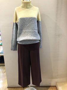 ２枚セット　リナシェンテ　配色　タートルセーター　日本製。ROBE　ローブ　ワイドパン