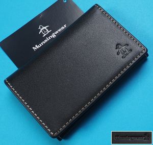 新品正規 Munsingwear マンシングウェア 本革レザー ステッチ 名刺入れ 黒 MUW00451