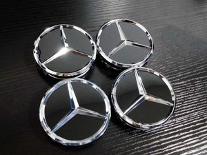 送料無料　4個SET艶アリブラック メルセデスベンツ アルミホイールセンターキャップ AMG