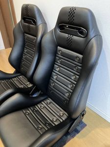 ２脚セット レカロ　SR3 張り替え未使用品　黒×黒　センター網ハトメ
