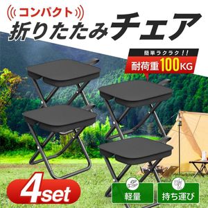 折りたたみ椅子 4脚セット アウトドア チェア コンパクト 軽量 黒 キャンプ 釣り フェス