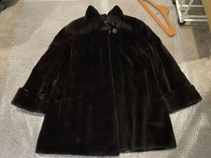 A-20-2【鴇】EMBA エンバ シェアード ミンク ブラック ブラウン 毛皮 ファー コート アウ