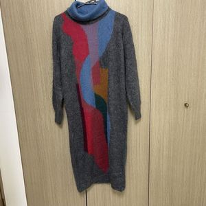 綺麗　大きいサイズ　個性的　タートル　ニット　ワンピース　大人　素敵　上品　46 イタ