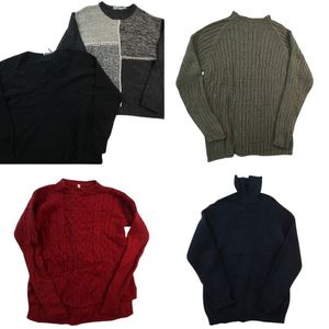古着卸 まとめ売り セーター MIX 5枚セット (メンズ XS /S ) タートルネック モノトーン