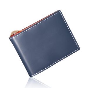 マネークリップ 本革 薄型 メンズ 財布 二つ折り カード ネイビー