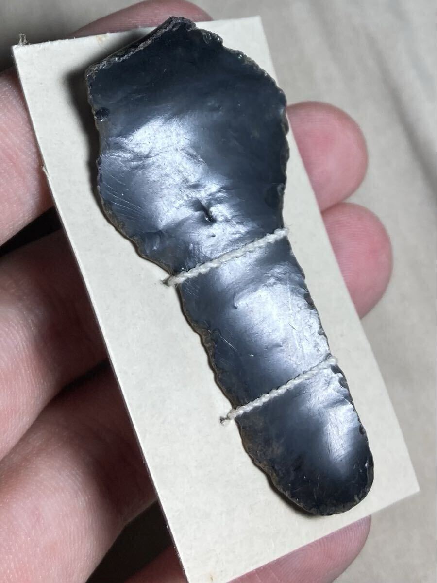 縄文時代 黒曜石製 打製石器 掻器③ スクレイパー 尖頭器 美麗 古美術