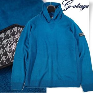 新品1円～★g-stage ジーステージ メンズ ニットパーカー 48 L ブルー 保温 吸湿蓄熱 G-H