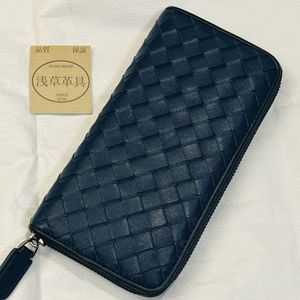 【浅草革具】イントレチャート　ラムスキン　羊革　長財布　メンズ財布　ラウンドファス