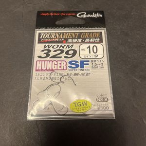 新品 がまかつ　ワーム329 #10 ハンガー スーパーフィネス SF HUNGER WORM329 マスバリ
