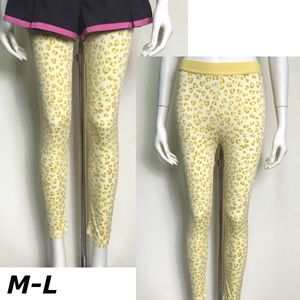 即決新品 レディース レギンス 10分 イエロー 総柄 M-L スポーツレギンス 送料無料