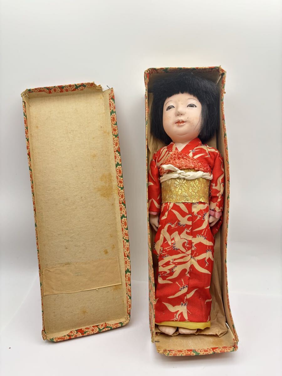 日本人形 女の子 市松人形 着物 アンティーク 抱き人形 昭和初期(日本