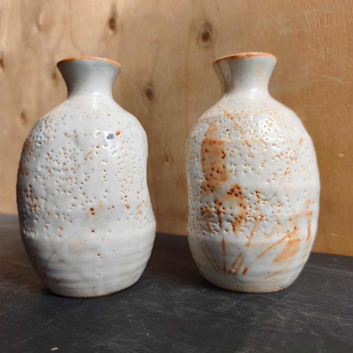 未使用品】志野焼 酒器揃 徳利 お猪口 盃 セット共箱 峰山作(陶磁一般