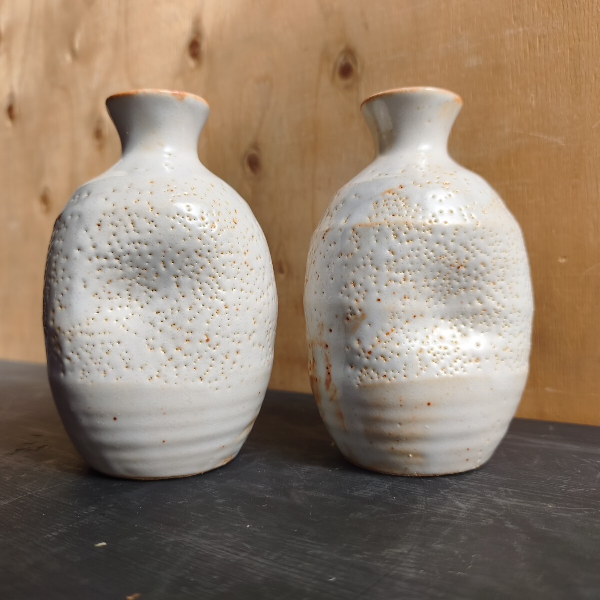 未使用品】志野焼 酒器揃 徳利 お猪口 盃 セット共箱 峰山作(陶磁一般