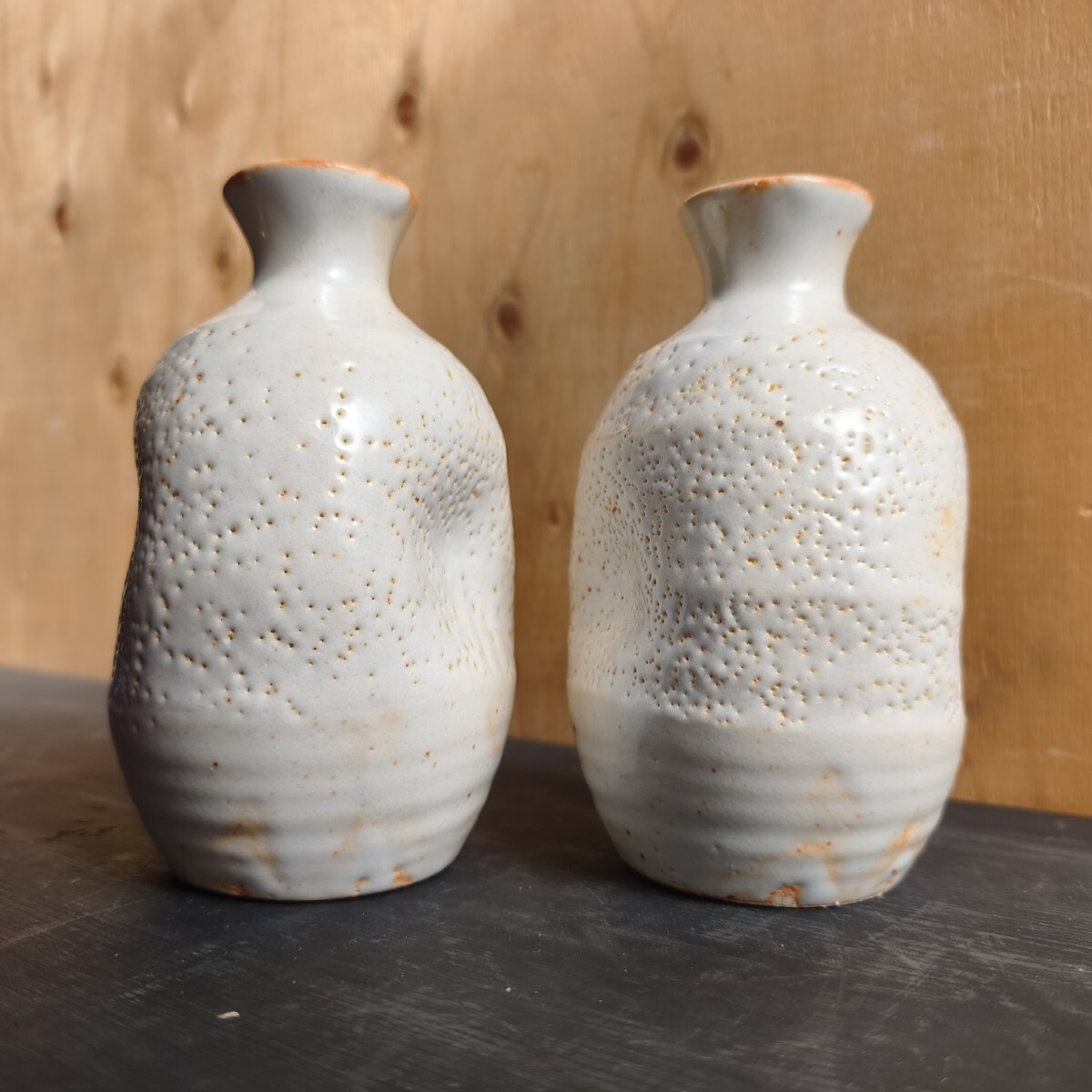 未使用品】志野焼 酒器揃 徳利 お猪口 盃 セット共箱 峰山作(陶磁一般