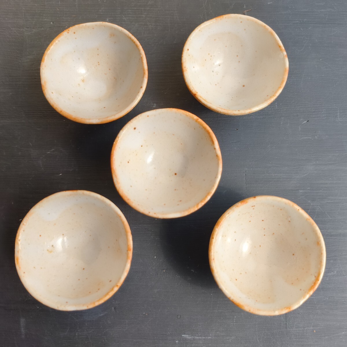 志野焼　古志野　面取ぐい呑　酒盃　時代箱付　C　7782 未使用品】志野焼 酒器揃 徳利 お猪口 盃 セット共箱 峰山作(陶磁一般