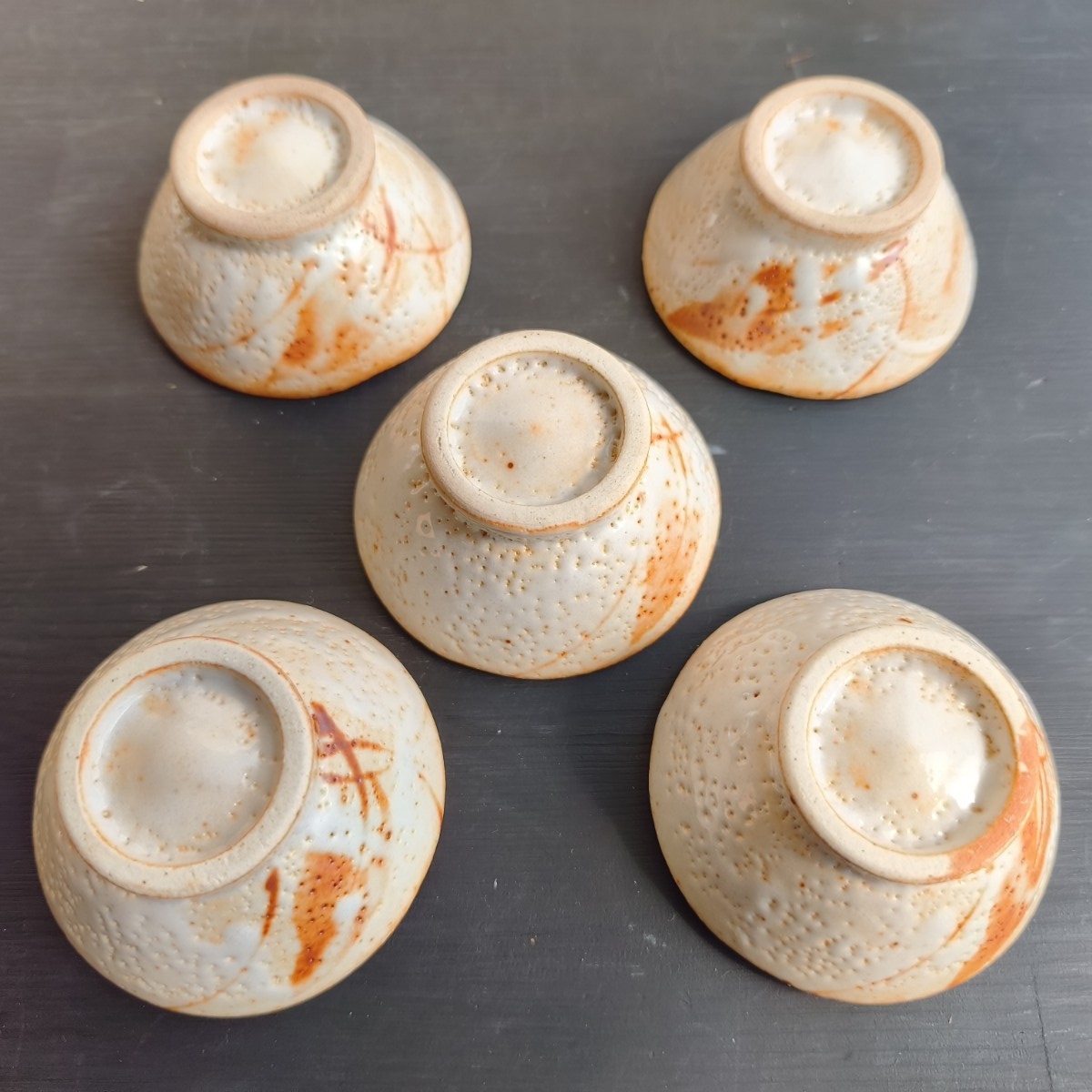 未使用品】志野焼 酒器揃 徳利 お猪口 盃 セット共箱 峰山作(陶磁一般