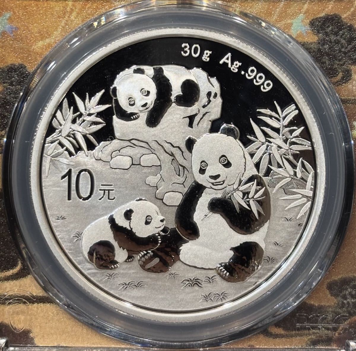 2025年 中国10元パンダ銀貨 Ag999 30g PCGS鑑定済み MS70(アジア