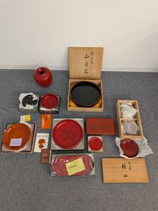 食器 超絶レア！ 本漆 輪島塗 手附盛器 菊花びら文様 お盆 桶 岡持 清