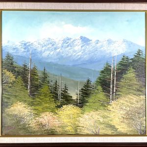 美術品 【真作】 沢健 「信州風景」 油彩画 10F 額付き ・林風会所属