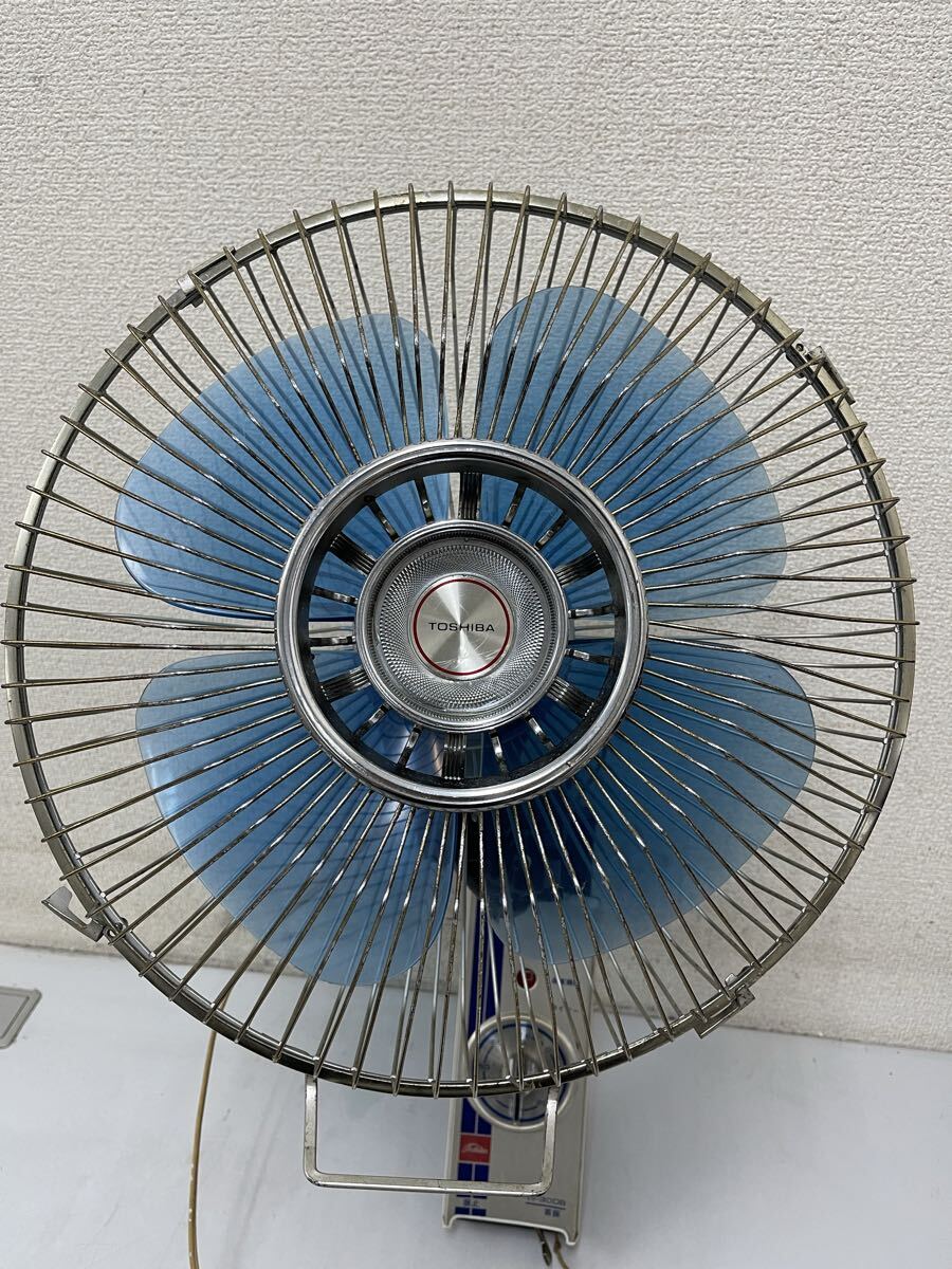 413 TOSHIBA 東芝 昭和レトロ 壁掛け扇風機 W-30DB 30cm ブルー4枚羽根