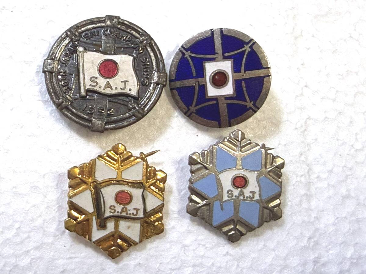 SAJ 公認スキー 指導員章 B級検定員章 バッジ ピンバッジ 公益財団法人全日本スキー連盟 SAJ SAJ公認バッジ スキー 検定 1級 2級