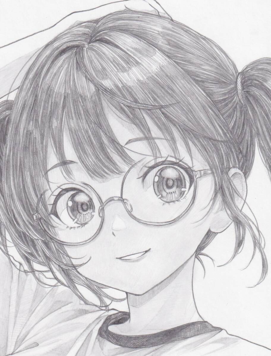 専用　手描きイラスト　鉛筆画　無防備な少女　オリジナル　キャミソール 手描き アイドル オリジナル キャラ イラスト ツインテール ブルマ