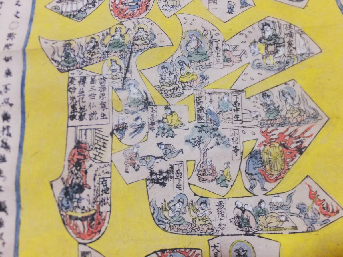 仏画 南無阿弥陀仏 木版摺彩色 六字名号 曼荼羅 古画 掛軸 仏教美術
