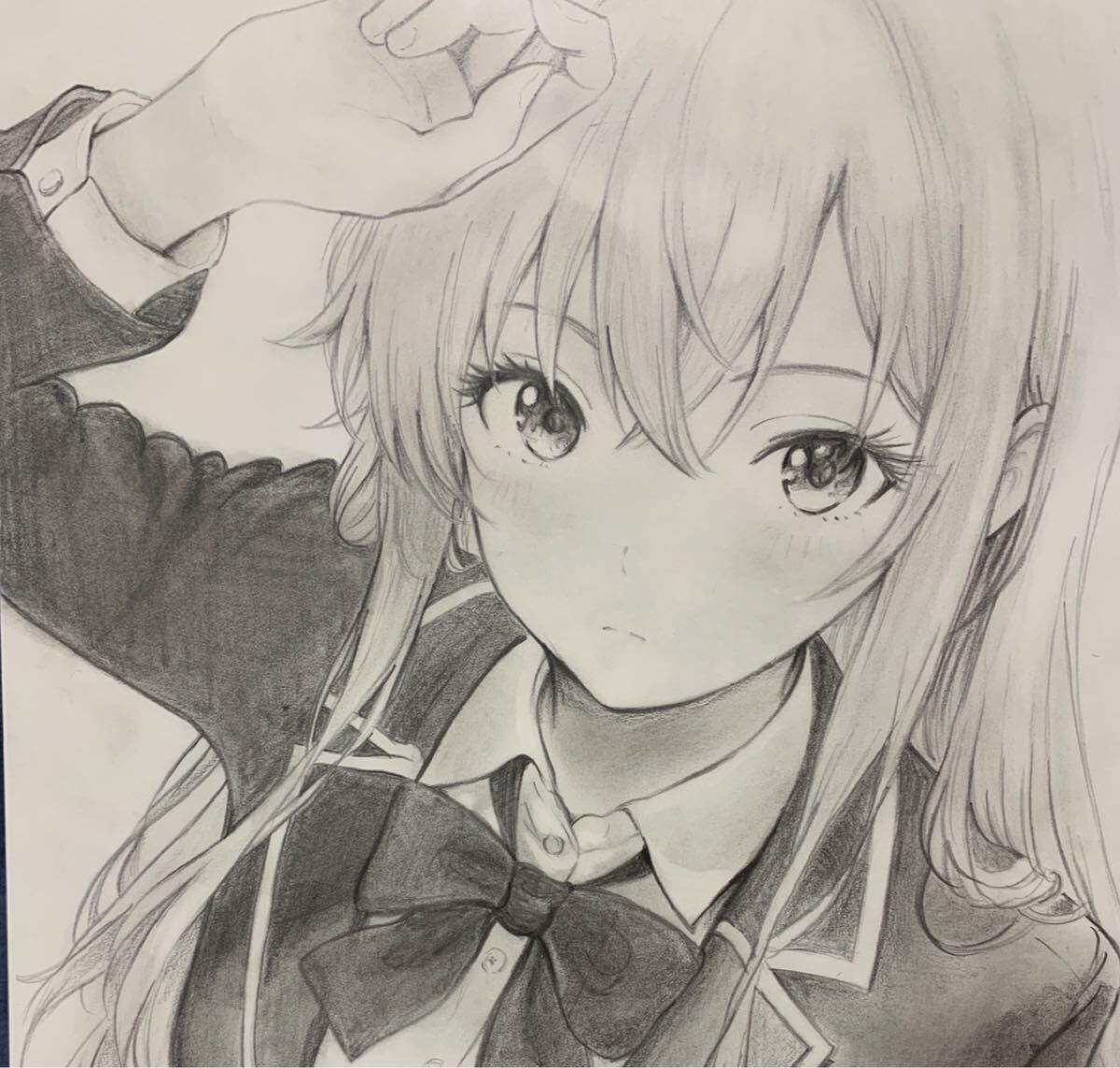 手描きイラスト 手書きイラスト 鉛筆画 オリジナルキャラ ケント紙