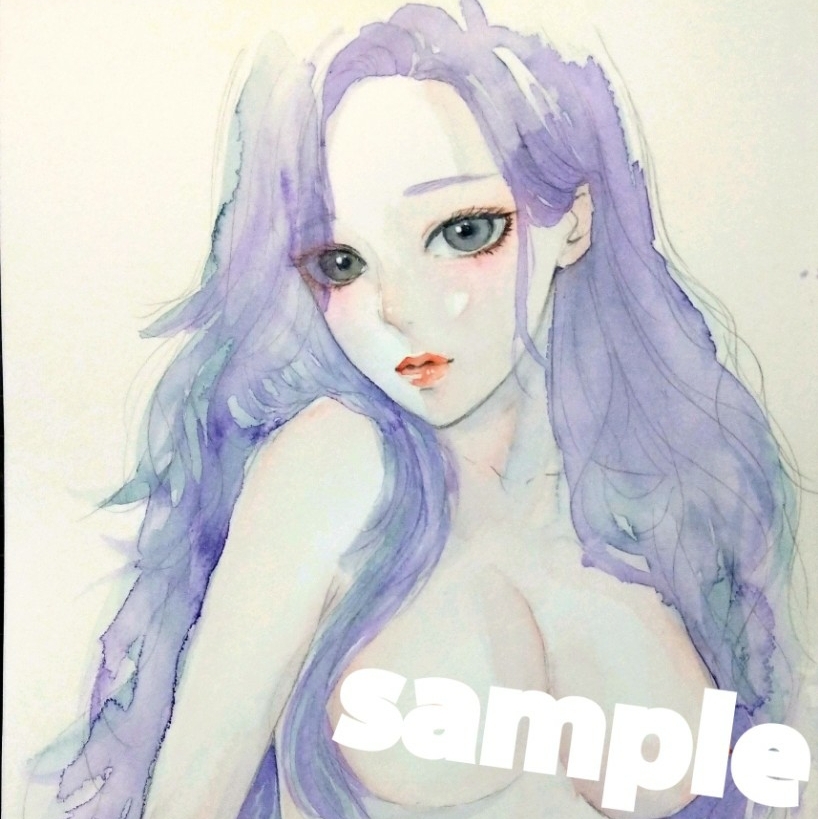 手描きイラスト 肉筆原画 美人画 オリジナル ドローイング 絵画 裸婦画