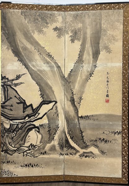 432【真作】狩野玉元「雲龍図 六曲一隻屏風」肉筆 屏風 江戸幕府表絵師