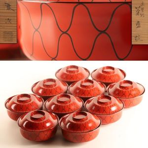 工芸品 【流】木製漆器 蒔絵会席膳十客 HE853