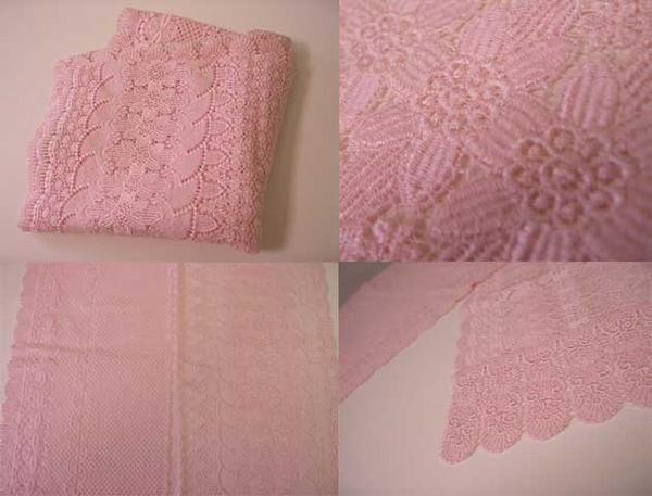 ●光沢あるピンクレース・センチな花柄シュールb●昭和モダン