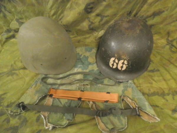 うえさま③ 米陸軍ナム戦M-1後期ヘルメットミッチェル迷彩カバー付4499