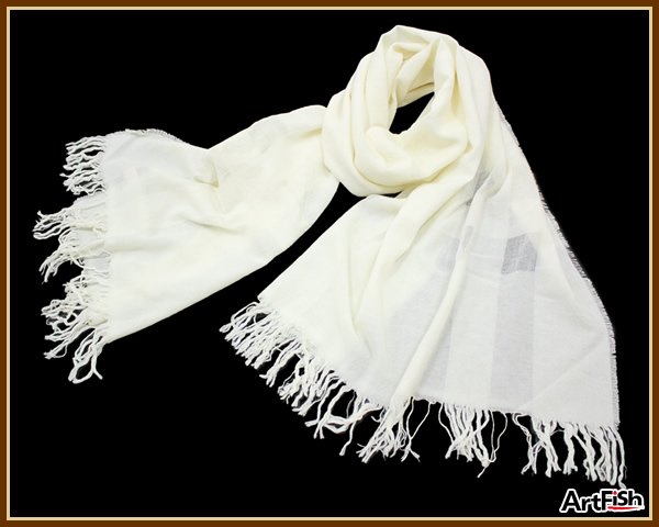 アルテア【伊】イタリア製ウール混ロングマフラー白c329*新品