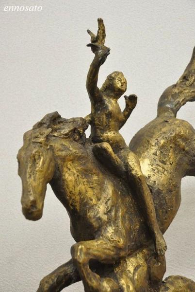 えんの里79□北村西望作「馬上平和之女神」像全高65.2cm□VTQ7-3(銅製 