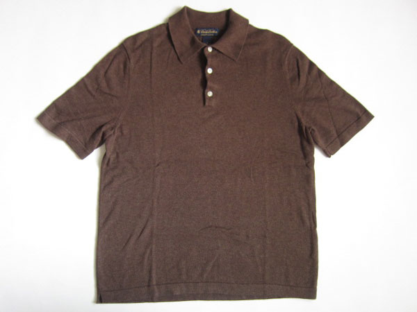ブルックスブラザーズスーピマニットポロシャツ茶系【S】/D96