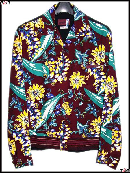 1□14SS プラダ PRADA ボタニカル柄シャツブルゾンXS 窪塚洋介着(長袖 
