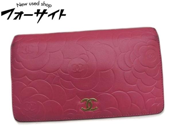 シャネル■A36544 カメリア ピンク レディース 2つ折り 長財布