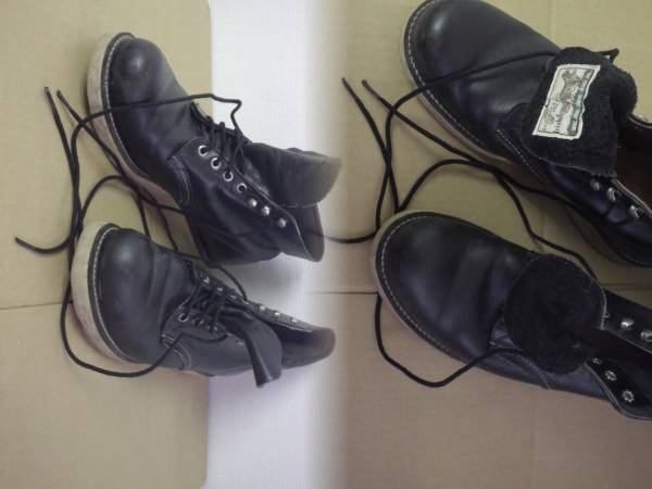 売切1円～レッドウィング・黒・革・シューズ本物141119-4　　