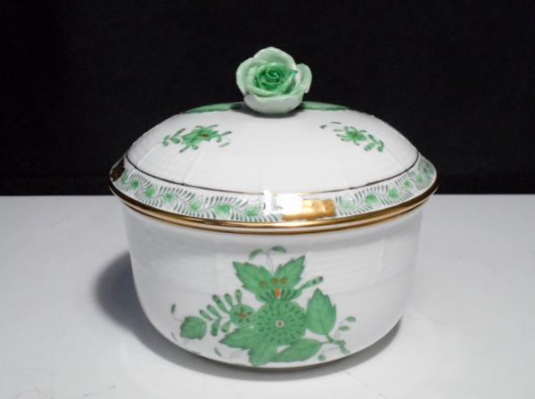 ヘレンド アポニー グリーン シュガーポット CA2/18