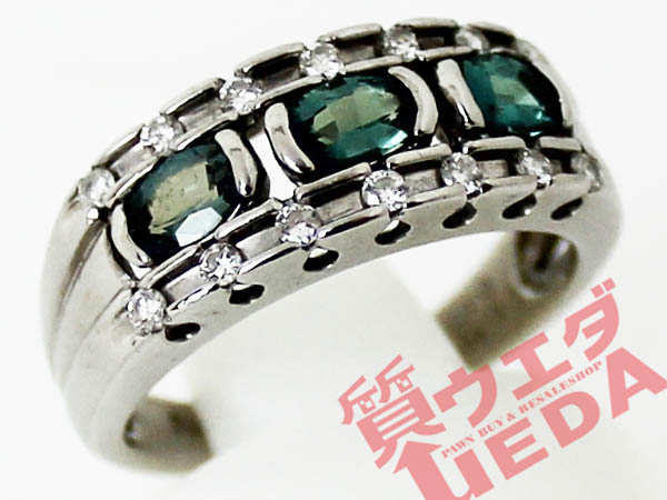 Pt900 アレキサンドライト 0.81ct ダイヤモンド リング 指輪