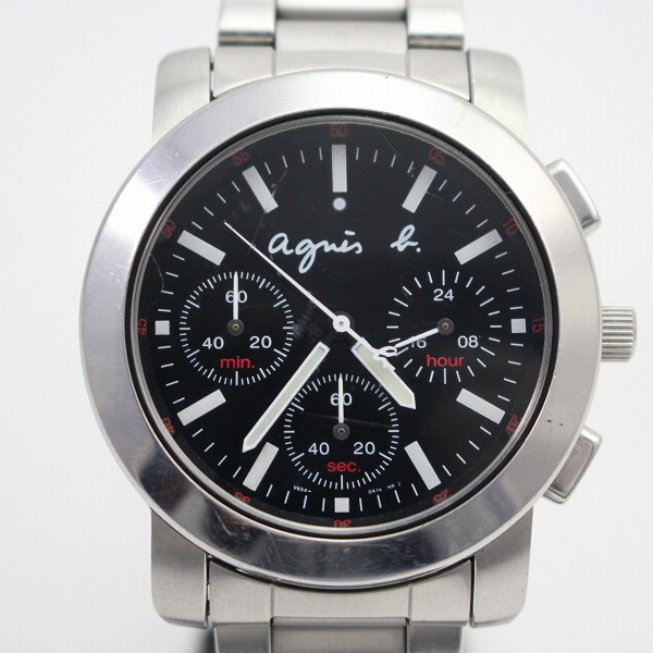 アニエスｂ. メンズクロノグラフ V654-0A10【質屋出品】ベルト短