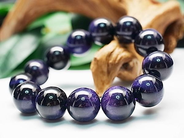 ◆金・幸運を招く パープル タイガーアイ ブレス 16mm【260T