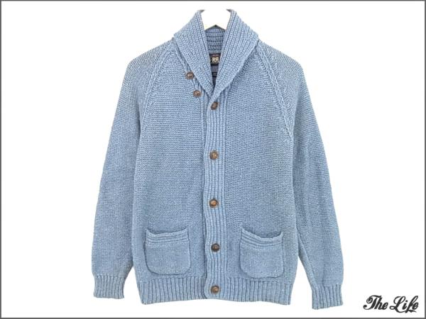 【即決】RRLショールカラーニットカーディガン/青/ブルーS