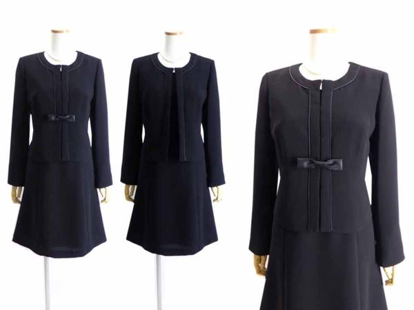 大きい19号 SALE ノーカラー ブラックフォーマルスーツ #5T054